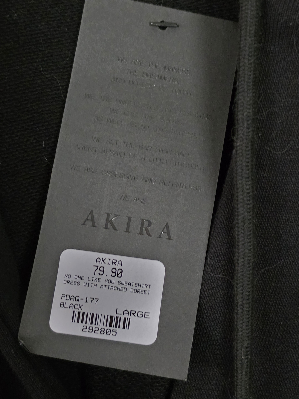 AKIRA Black Hooded Pullover with Corset Front and Rhinestone Trim - Picture 6 of 16